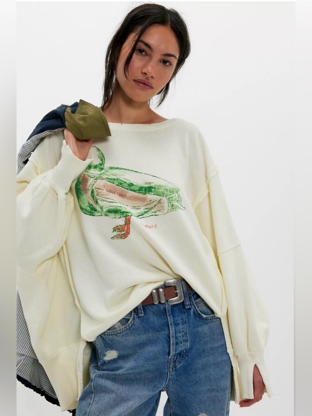 We The Free Camden Graphic Sweatshirt Mallard Combo 🦆🔥 free people - Picture 16 of 16
